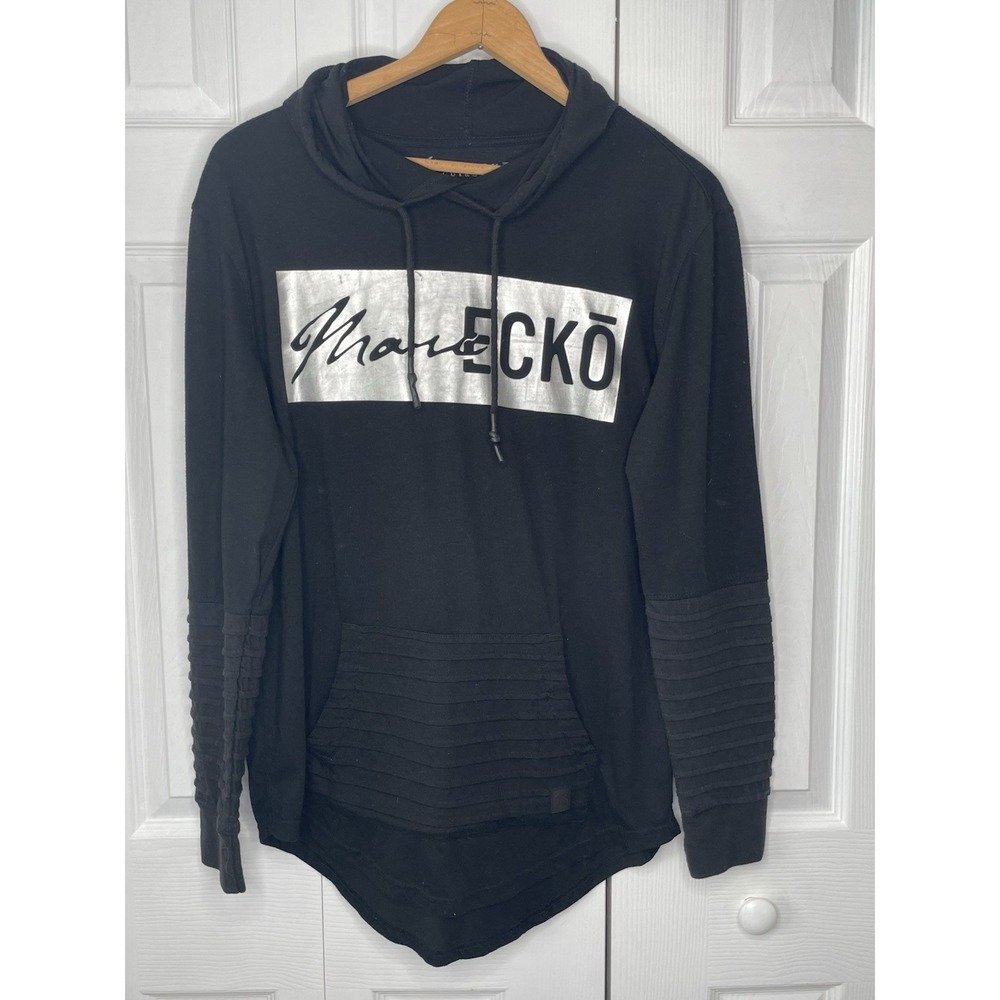 Marc Ecko Cut And‎ Sew Hoodie Scissors Pattern Y2K Pullover Black/silver Size M